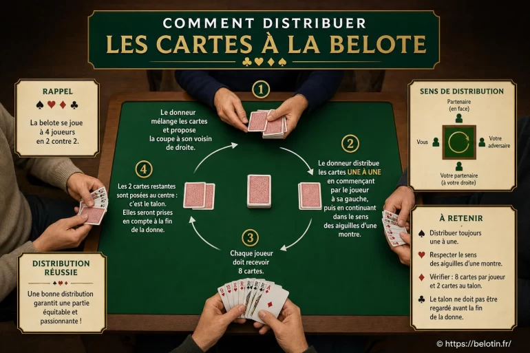 Comment distribuer les cartes à la belote pour bien commencer la partie ?