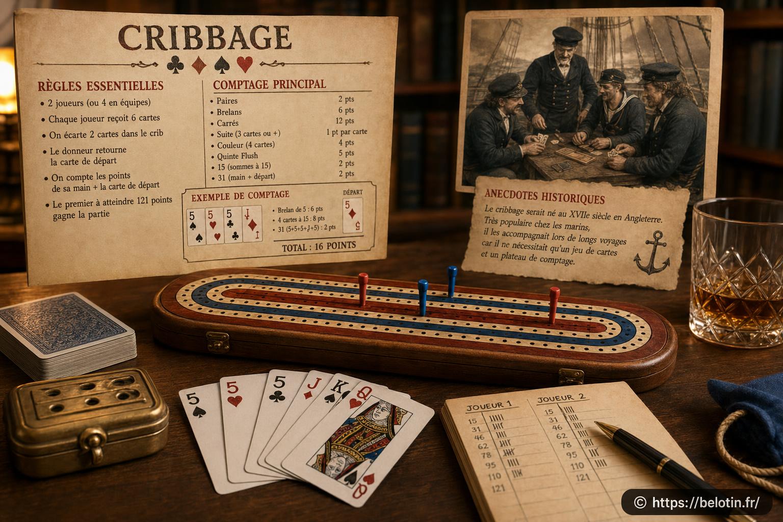 Cribbage : règles essentielles, méthodes de comptage et anecdotes historiques