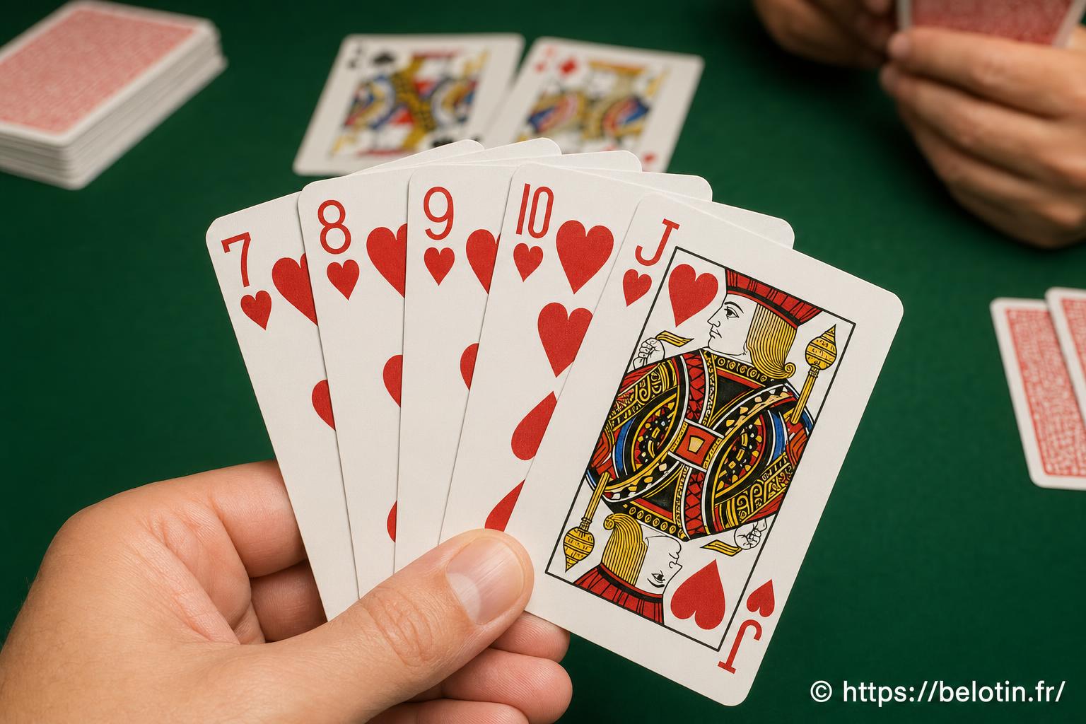 5 cartes qui se suivent à la belote : comment les reconnaître et les jouer
