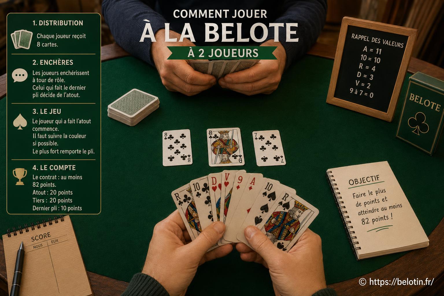 Comment jouer à la belote à 2 joueurs : règles et astuces
