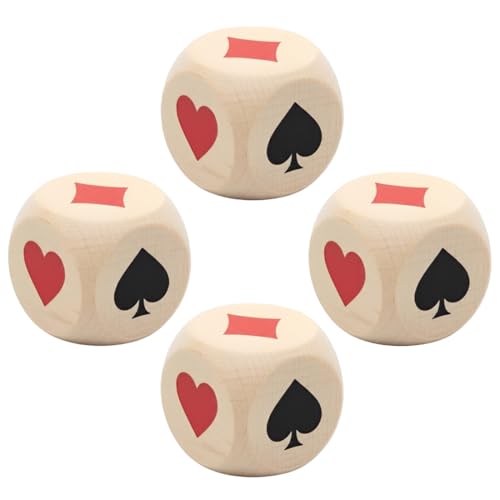 CATZUM Lot de 4 dés Belote, dés de Jeu en Bois Massif, idéal