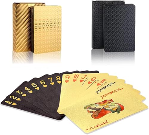Jeu de 54 Cartes à Jouer (Lot de 2) – Finition Métallique Or