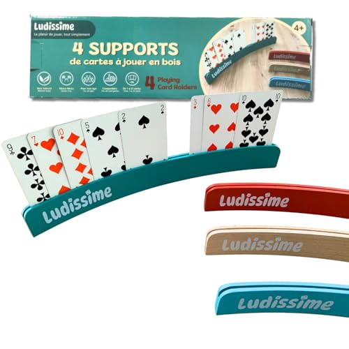 Ludissime Porte cartes à jouer - Lot de 4 supports en bois 3