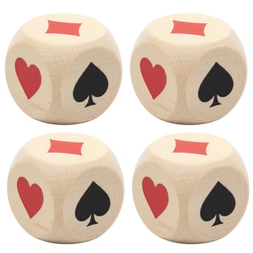 YIPFEN Lot de 4 dés Belote, dés de Jeu en Bois Massif, idéal
