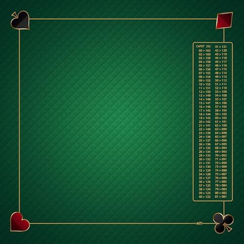 MTJ® Tapis de belote Prestige Classic (Vert, 60x60 cm) - Jer