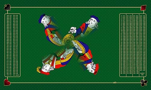 MTJ® Tapis Belote Prestige 4 Valets (Vert) 100x60 cm Jersey 