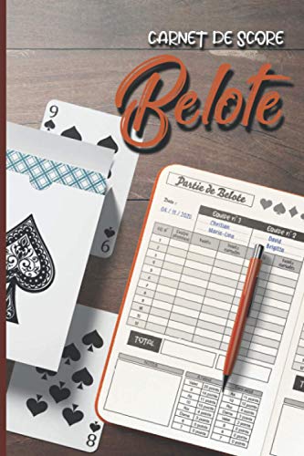 Carnet de Score Belote: Carnet de jeux contenant 100 fiches 