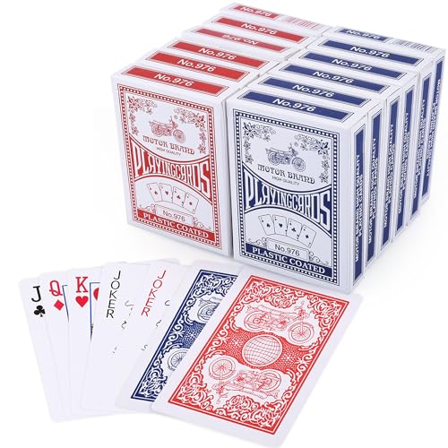 LotFancy 12 Jeux de Cartes 54 à Index Standard, 6 Bleu et 6 